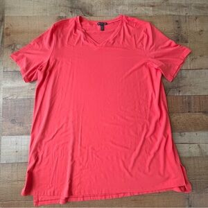 Eileen Fisher Jersey Knit V-Neck T-Shirt Dress Orange XLARGE